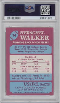 Herschel Walker from the 1984 Topps USFL set graded by PSA and given an overall grade of 6.