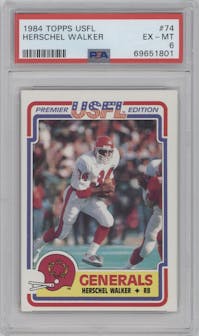 Herschel Walker from the 1984 Topps USFL set graded by PSA and given an overall grade of 6.