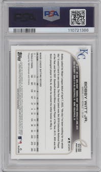 Bobby Witt Jr. from the 2022 Topps Update  set graded by PSA and given an overall grade of 9.