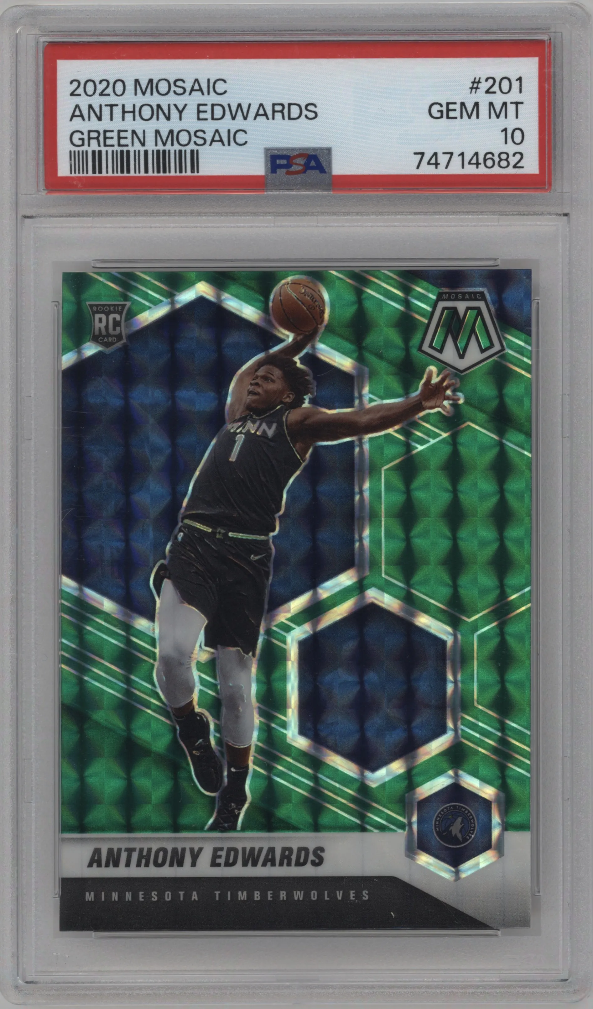2020 Panini Mosaic Anthony Edwards Green Mosaic #201 PSA 10