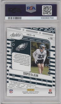 Cooper DeJean from the 2024 Panini Absolute set graded by PSA and given an overall grade of 10.