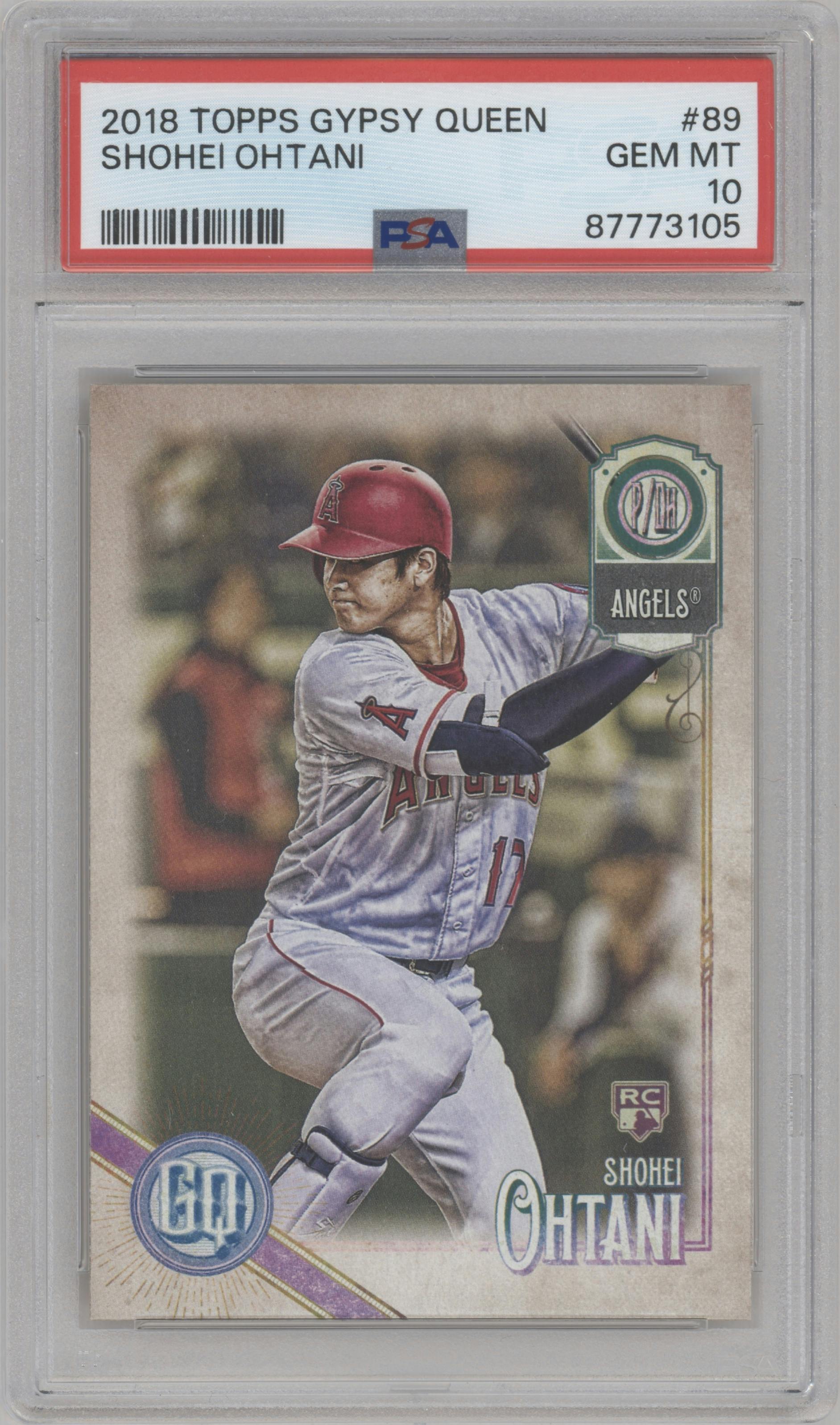 Shohei Ohtani from the 2018 Topps Gypsy Queen set graded by PSA and given an overall grade of 10.