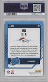 Bo Nix from the 2024 Donruss set featuring a Pink parallel graded by PSA and given an overall grade of 9.