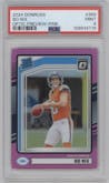 Bo Nix from the 2024 Donruss set featuring a Pink parallel graded by PSA and given an overall grade of 9.