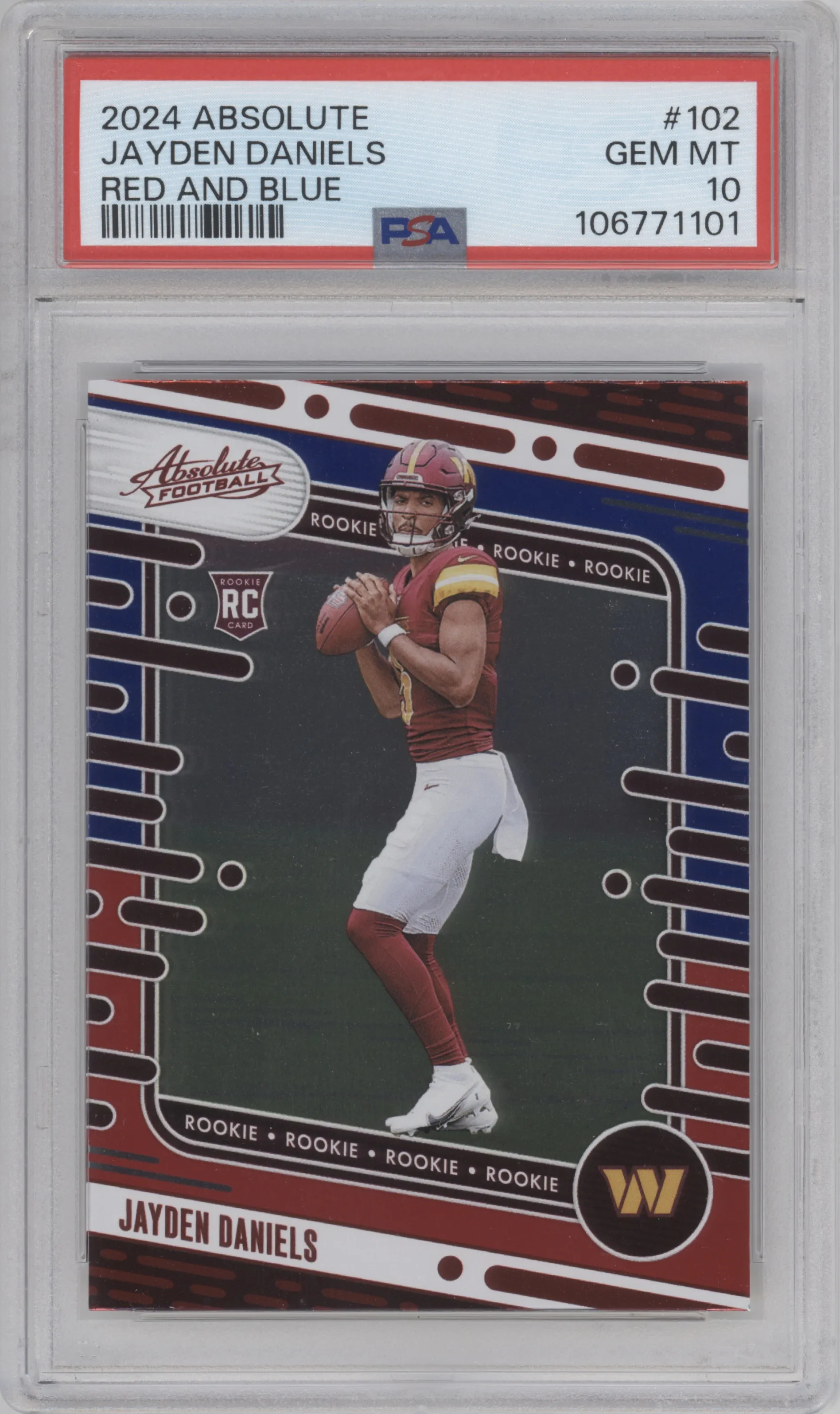 2024 Panini Absolute Jayden Daniels Red & Blue PSA 10