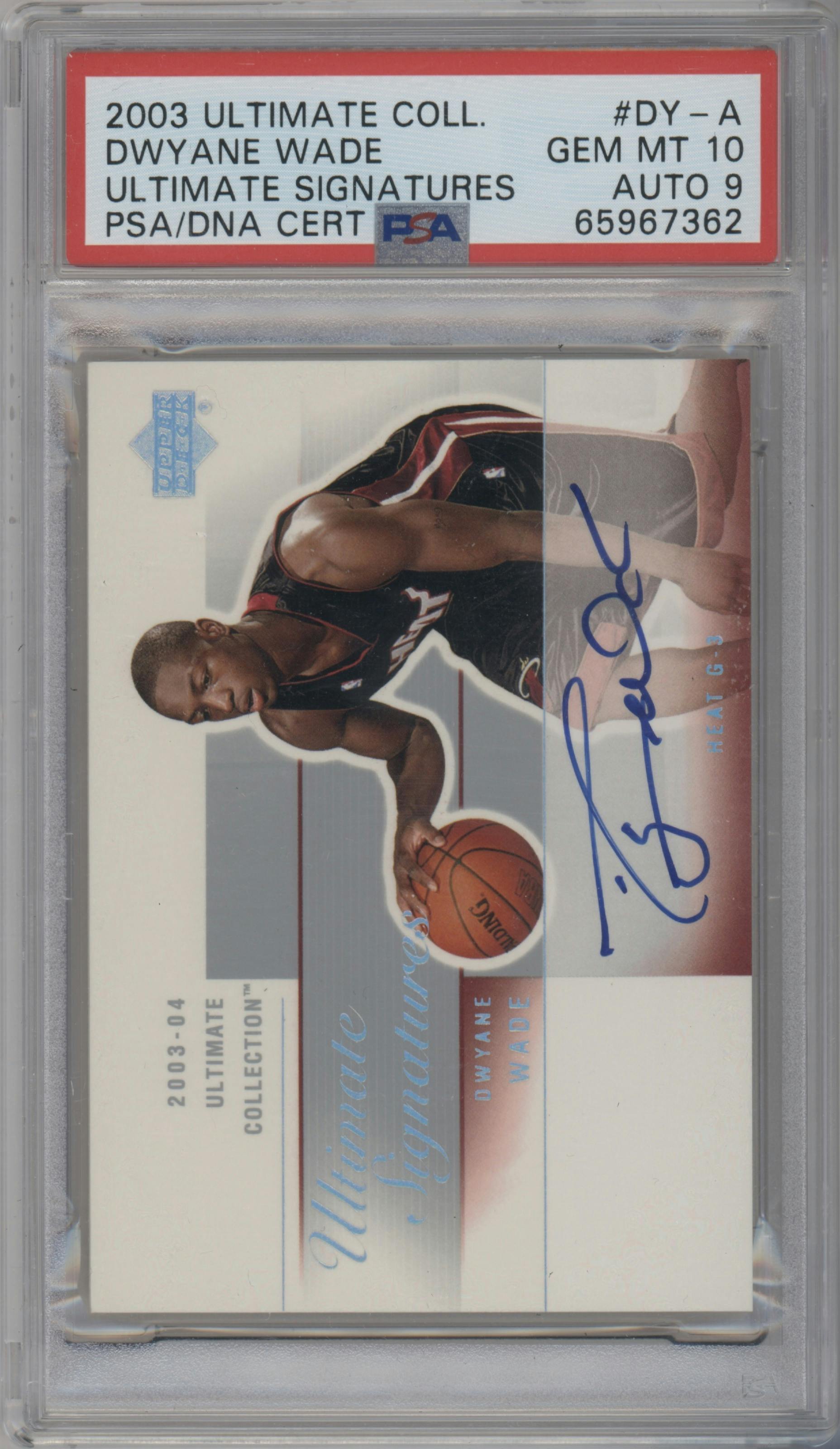 Dwyane Wade from the 2003-04 Upper Deck Ultimate Collection set graded by PSA and given an overall grade of 10.