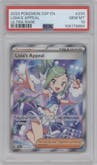 Lisia's Appeal from the 2024 Pokemon SV set graded by PSA and given an overall grade of 10.