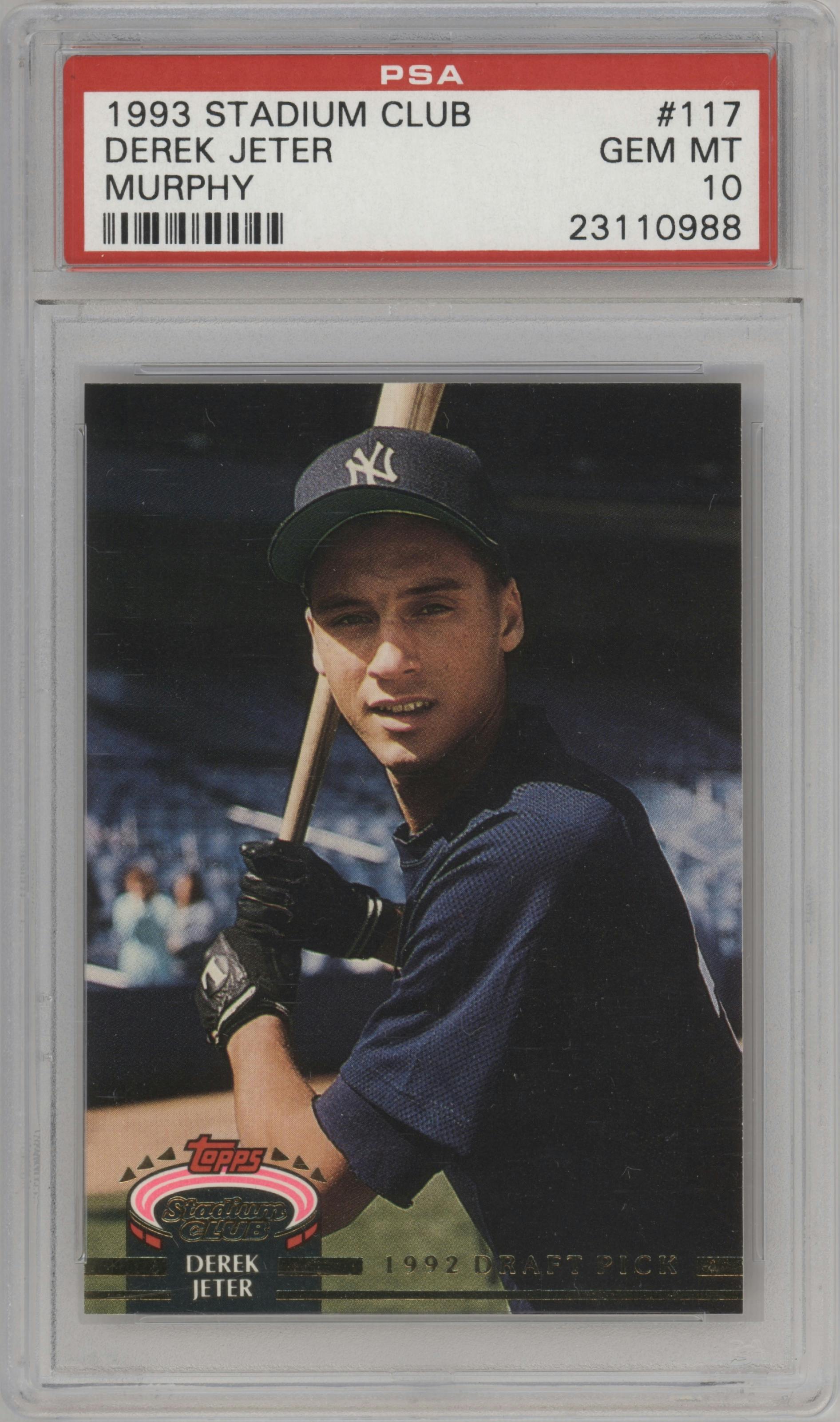 Derek Jeter from the 1993 Stadium Club Murphy set graded by PSA and given an overall grade of 10.