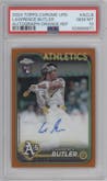 Lawrence Butler from the 2024 Topps Chrome Update set featuring a Orange Refractor parallel graded by PSA and given an overall grade of 10.