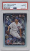 Shota Imanaga from the 2024 Topps Chrome set featuring a Refractor parallel graded by PSA and given an overall grade of 10.