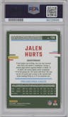 Jalen Hurts from the 2023 Donruss Optic set featuring a Fire parallel graded by PSA and given an overall grade of 10.
