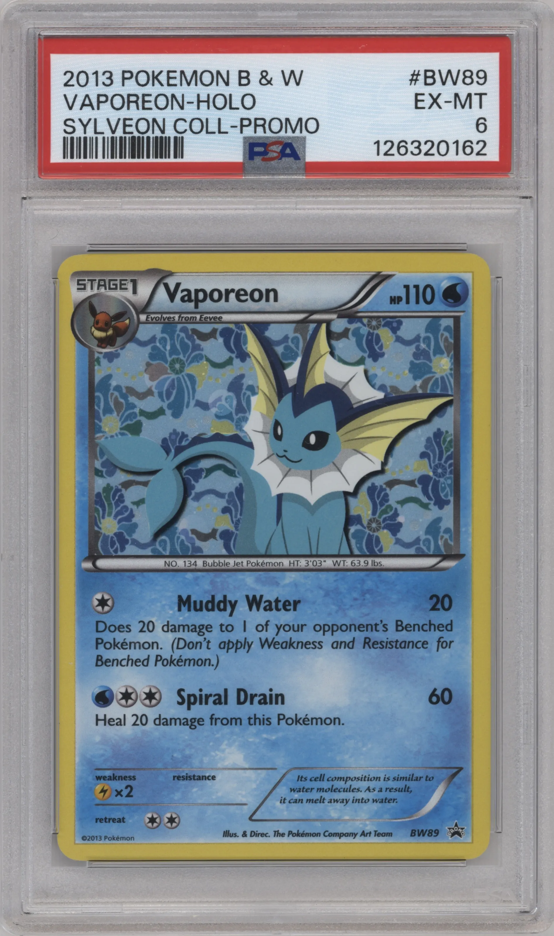 2013 Pokemon B&W Vaporeon Sylveon Collection Box #BW89 PSA 6