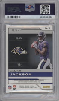 Lamar Jackson from the 2018 Panini Obsidian set graded by PSA and given an overall grade of 10.