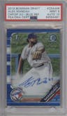 Alek Manoah from the 2019 Bowman Draft set featuring a Blue Refractor parallel graded by PSA and given an overall grade of 9.