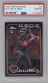 Elly De La Cruz from the 2024 Topps Chrome set graded by PSA and given an overall grade of 10.