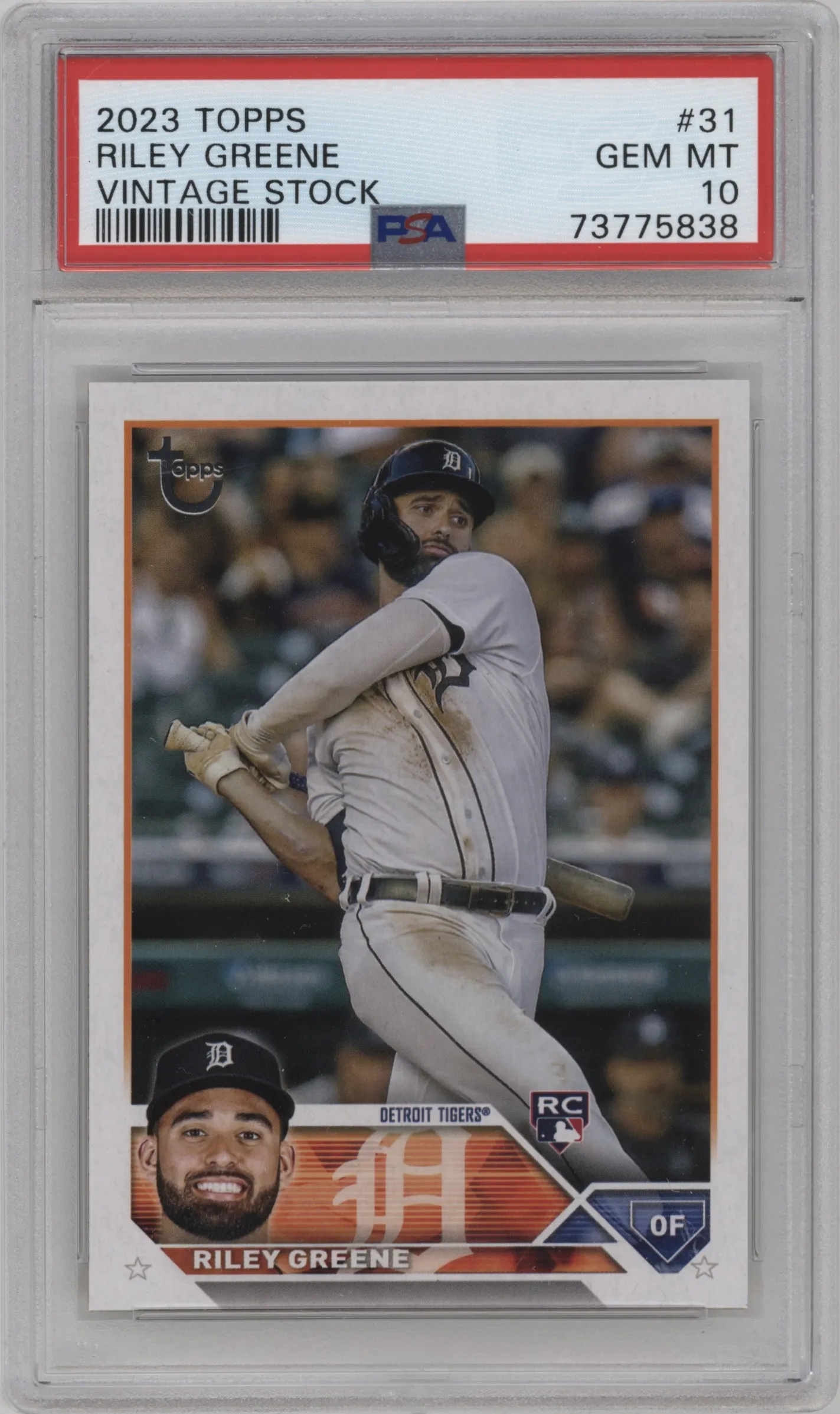 2023 Topps Series 1 Riley Greene Vintage Stock PSA 10