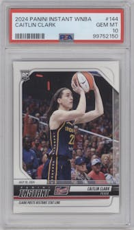 Caitlin Clark from the 2024-25 Panini Instant WNBA set graded by PSA and given an overall grade of 10.