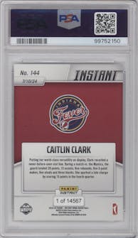 Caitlin Clark from the 2024-25 Panini Instant WNBA set graded by PSA and given an overall grade of 10.