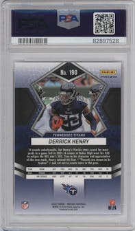 Derrick Henry from the 2022 Panini Mosaic set featuring a Pink Camo parallel graded by Arena Club and given an overall grade of 10.