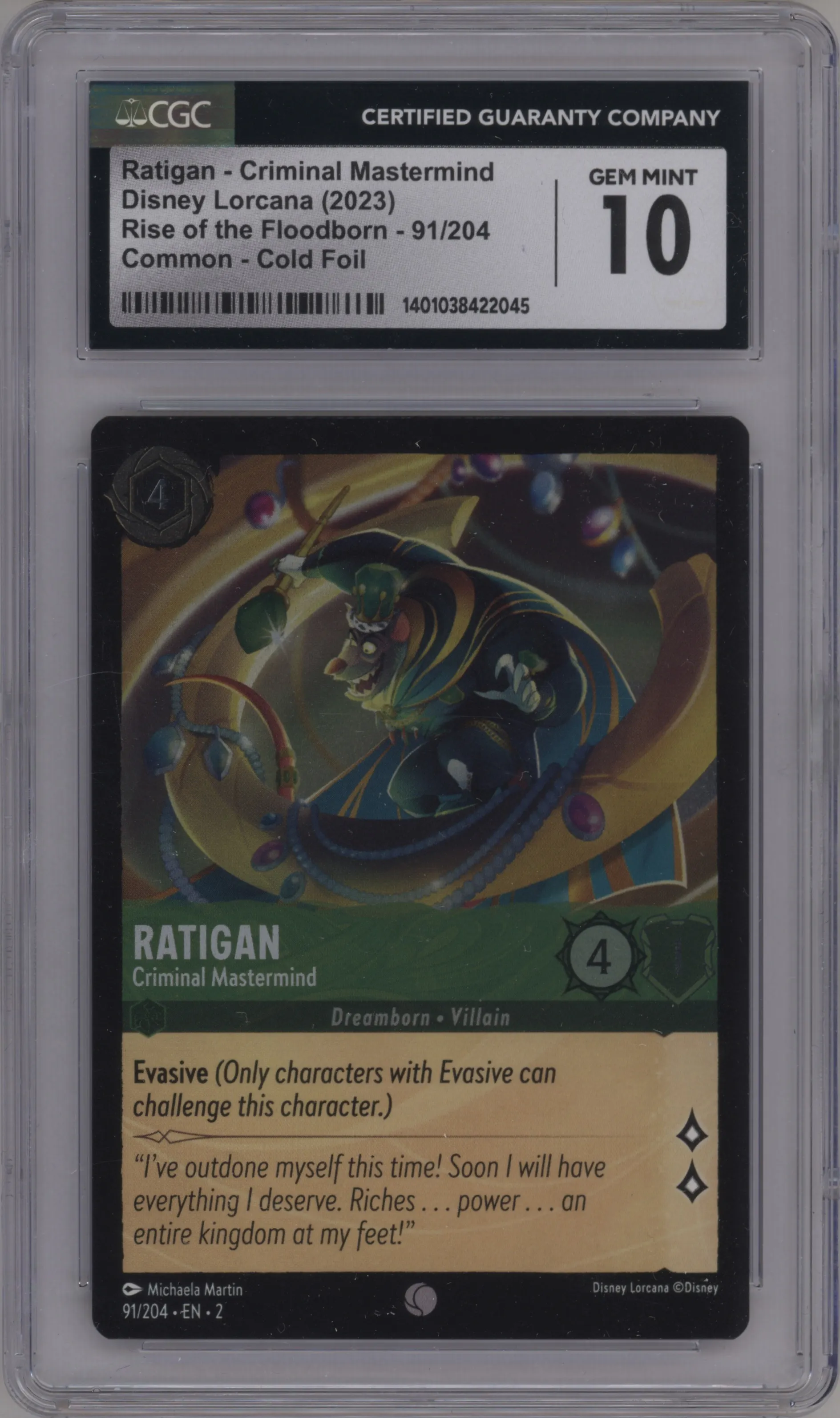2023 Disney Lorcana Rise of the Floodborn Ratigan Foil CGC 10