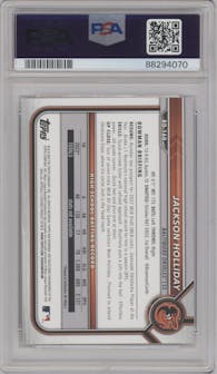 Jackson Holliday from the 2022 Bowman Draft set graded by PSA and given an overall grade of 10.