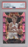 Gradey Dick from the 2023-24 Panini Select  set featuring a Pink Cracked Ice parallel graded by PSA and given an overall grade of 10.