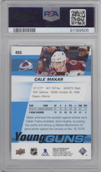 Cale Makar from the 2019-20 Upper Deck set graded by PSA and given an overall grade of 10.