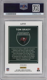 Tom Brady from the 2021 Panini Donruss Optic set graded by PSA and given an overall grade of 10.