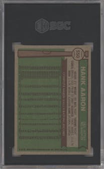 Hank Aaron from the 1976 Topps set graded by SGC and given an overall grade of 8.