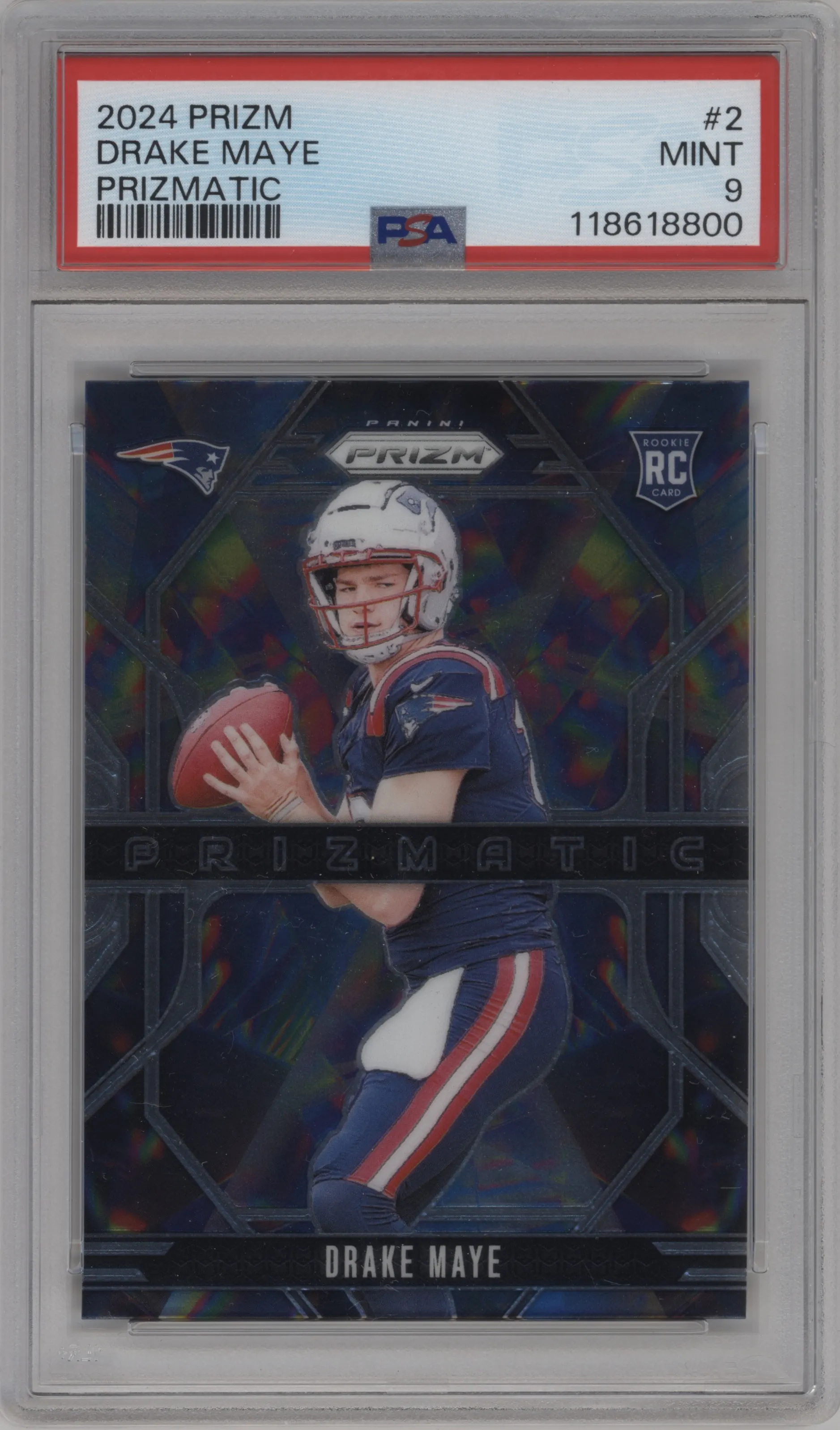 2024 Panini Prizm Prizmatic Drake Maye #2 PSA 9