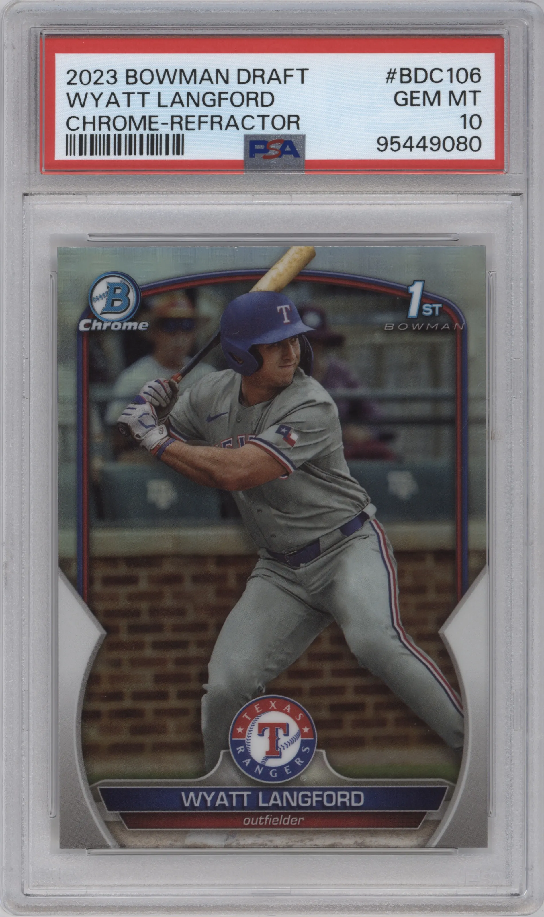 2023 Bowman Draft Chrome Wyatt Langford Refractor #BDC-106 PSA 10