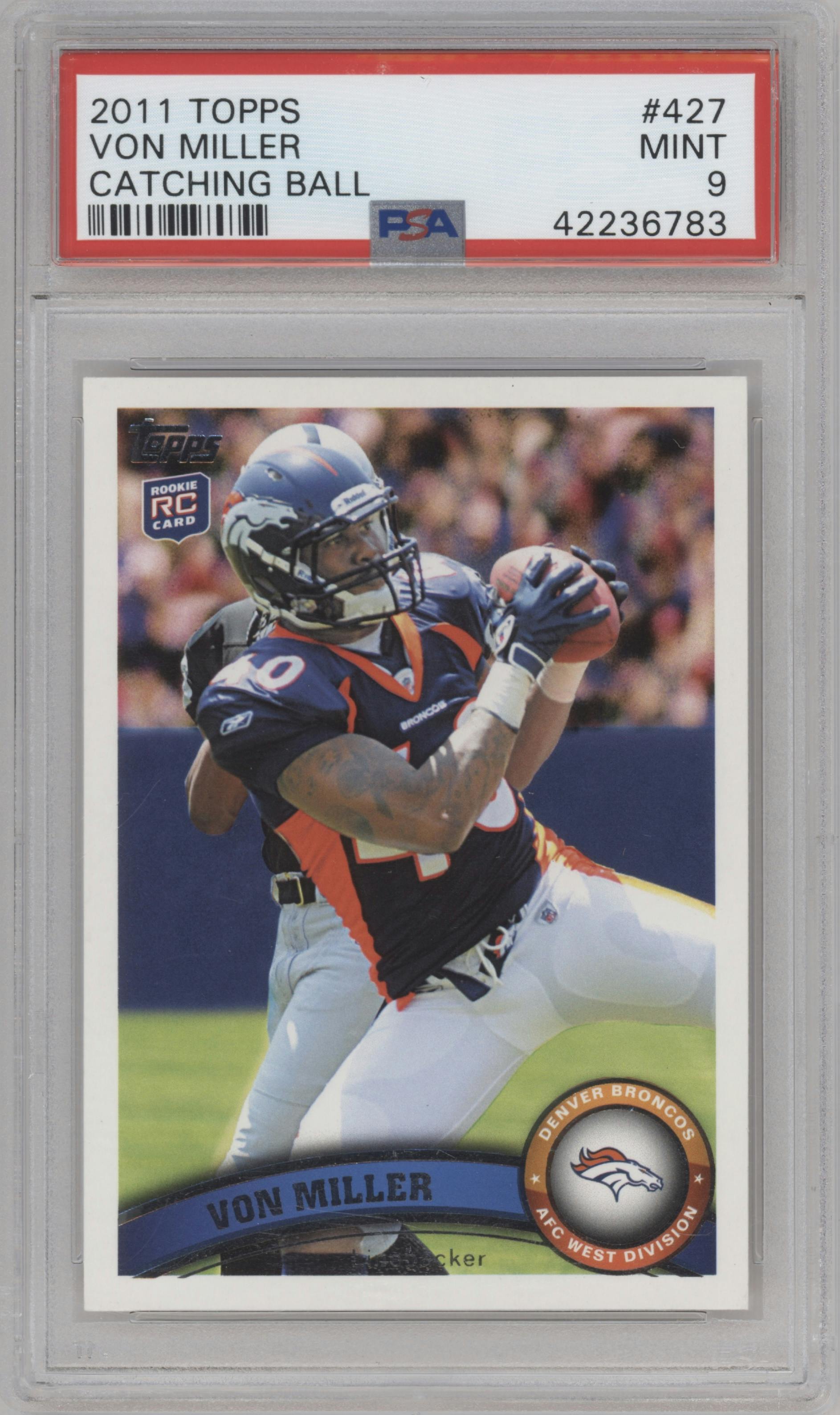 Von Miller from the 2011 Topps set graded by PSA and given an overall grade of 9.