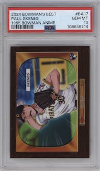 Paul Skenes from the 2024 Bowman's Best set graded by PSA and given an overall grade of 10.