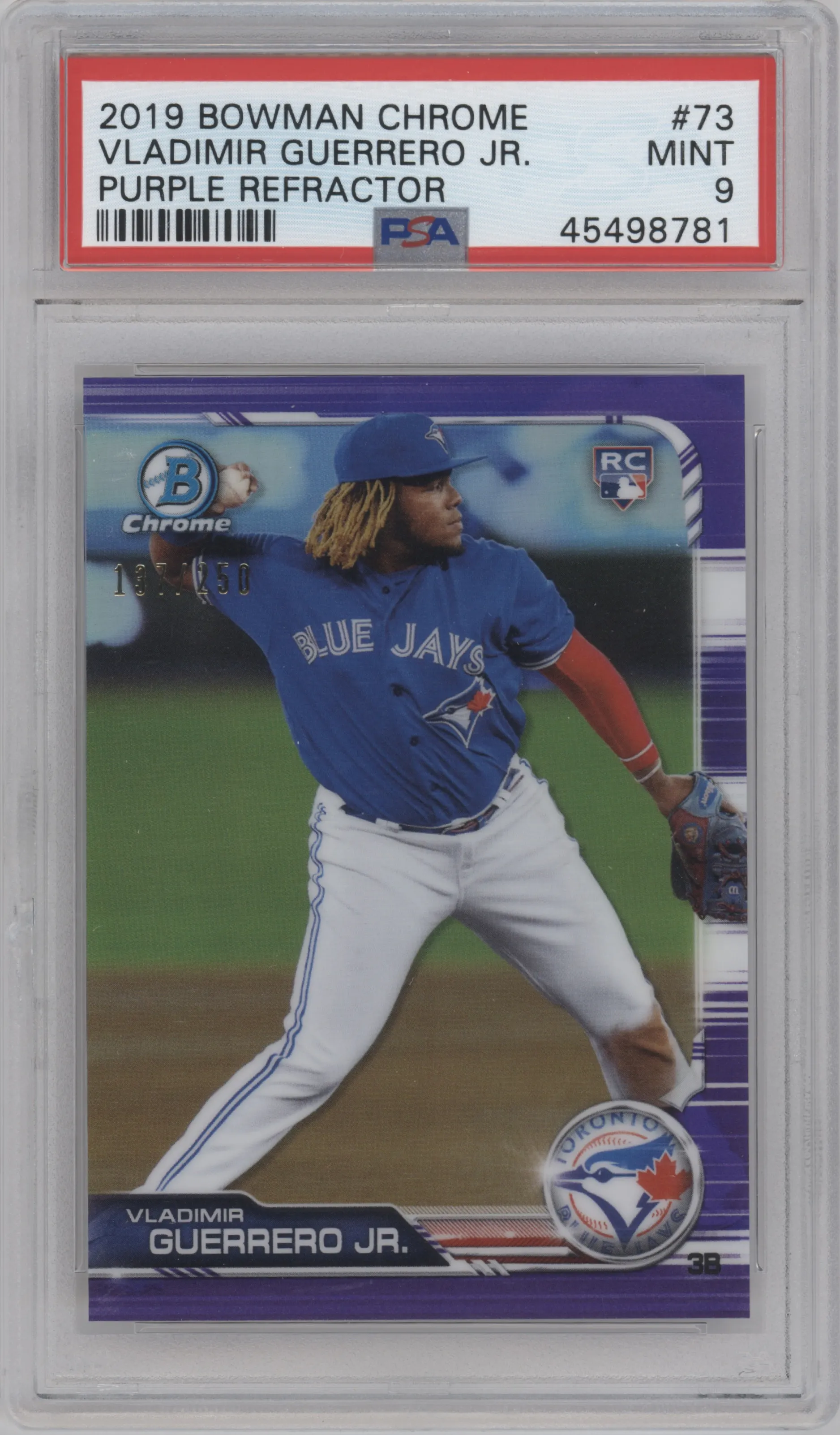 2019 Bowman Chrome Vladimir Guerrero Jr. Purple Refractor PSA 9