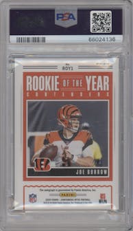 Joe Burrow from the 2020 Panini Contenders Optic set featuring a Nebula parallel graded by PSA and given an overall grade of 9.