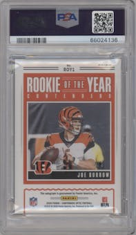 Joe Burrow from the 2020 Panini Contenders Optic set featuring a Nebula parallel graded by PSA and given an overall grade of 9.
