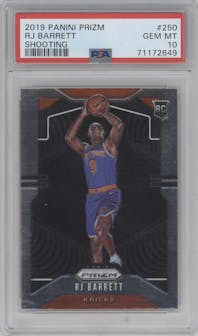 RJ Barrett from the 2019-20 Panini Prizm set graded by PSA and given an overall grade of 10.