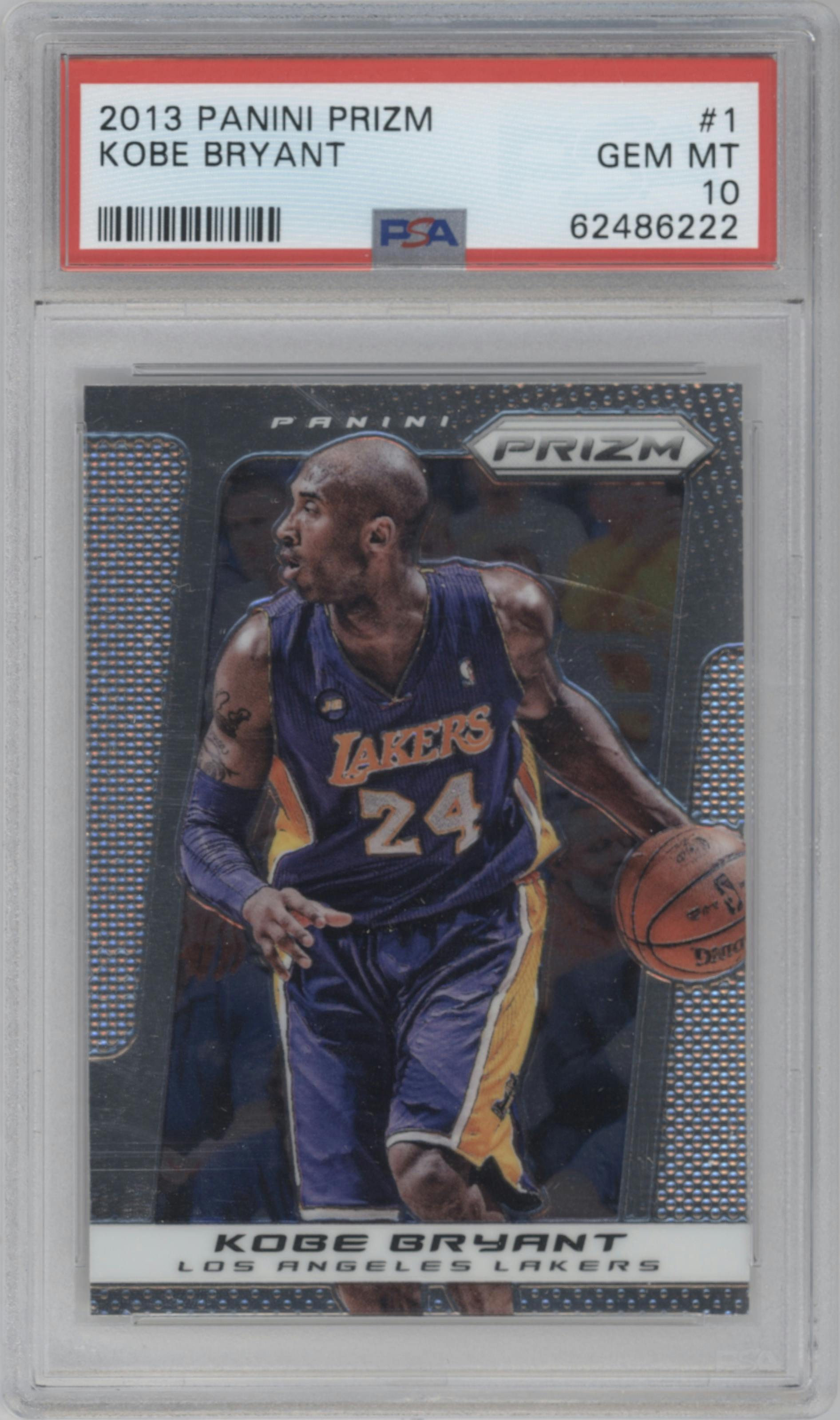 Kobe Bryant from the 2013-14 Panini Prizm set graded by PSA and given an overall grade of 10.
