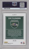 Zay Flowers from the 2023 Donruss Optic set featuring a Black Pandora parallel graded by PSA and given an overall grade of 9.