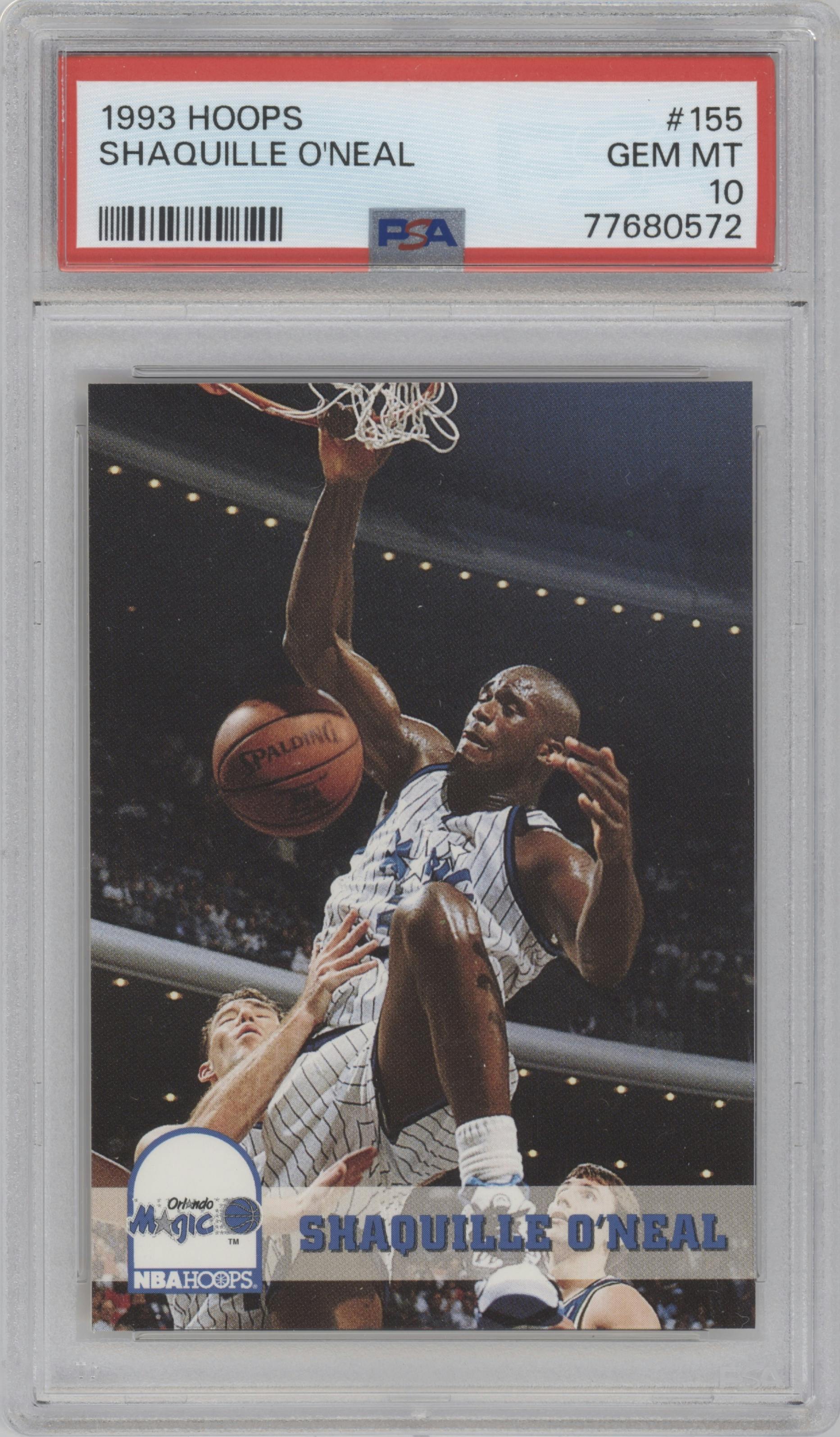 Shaquille O'Neal from the 1993-94 NBA Hoops  set graded by PSA and given an overall grade of 10.