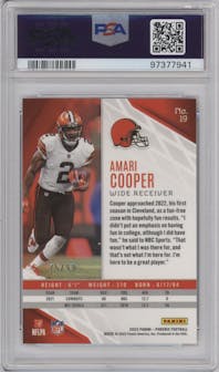 Amari Cooper from the 2022 Panini Phoenix set featuring a Orange parallel graded by PSA and given an overall grade of 10.