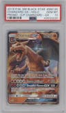 Charizard GX from the 2019 Pokemon S&M  set featuring a Detective Pikachu Charizard GX Case File parallel graded by PSA and given an overall grade of 10.