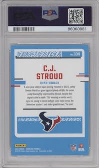 C.J. Stroud from the 2023 Panini Donruss set graded by PSA and given an overall grade of 10.