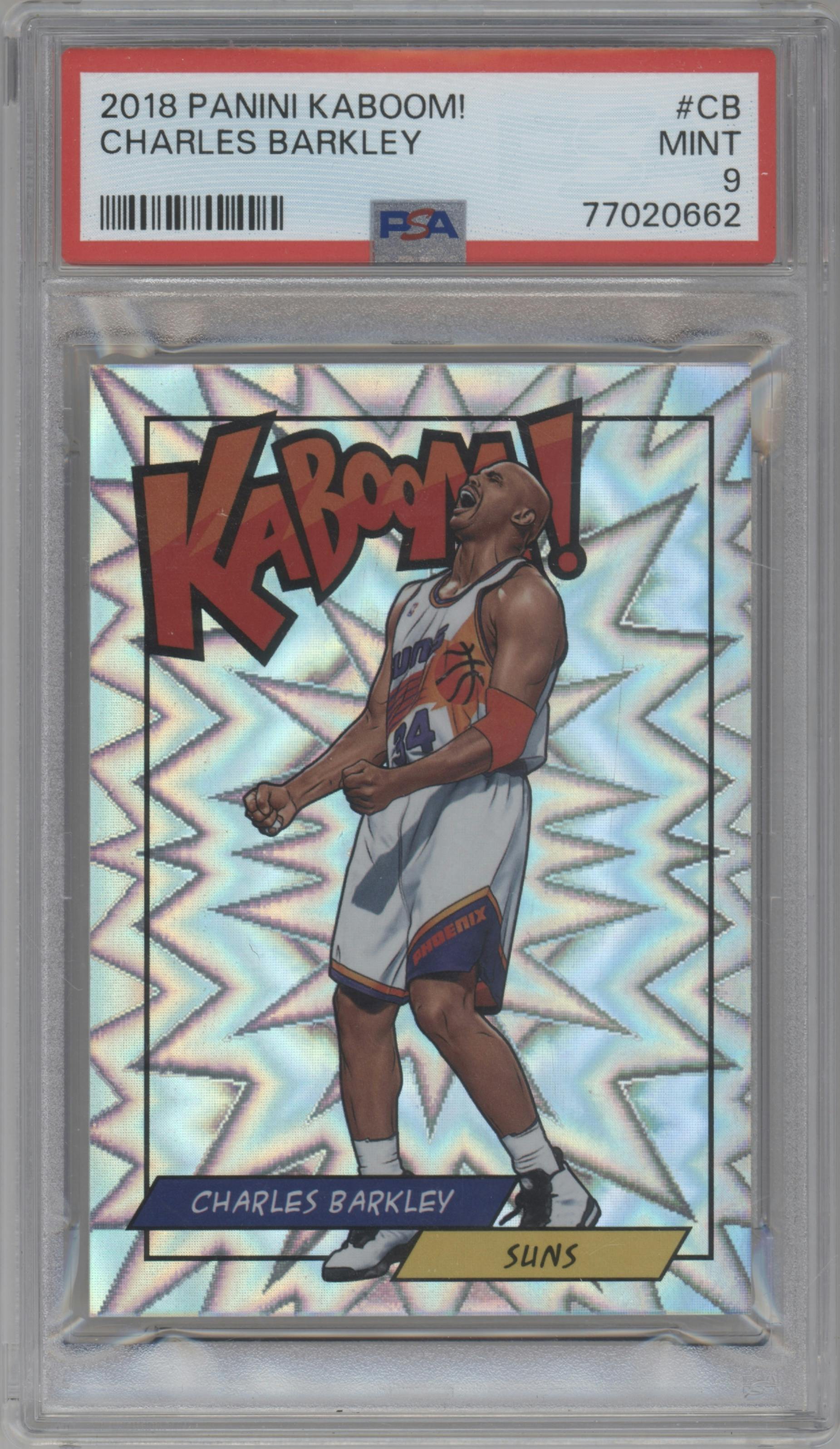 Charles Barkley from the 2018 Panini Kaboom Rewards Multi-Sport set graded by PSA and given an overall grade of 9.