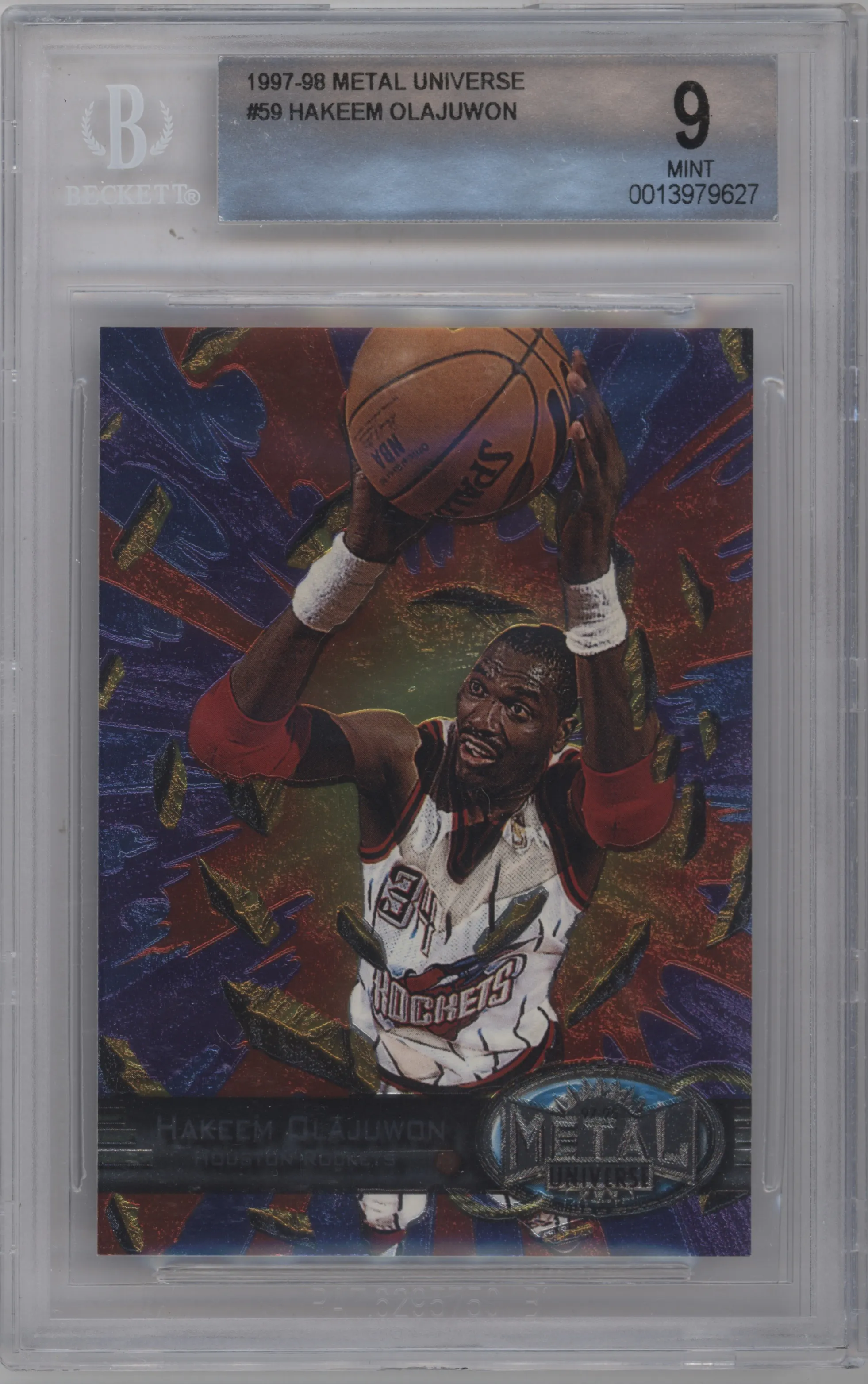 1997 Metal Universe Hakeem Olajuwon #59 BGS 9