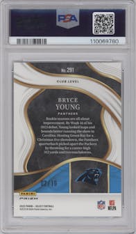 Bryce Young from the 2023 Panini Select set featuring a Gold Dragon Scale parallel graded by PSA and given an overall grade of 10.