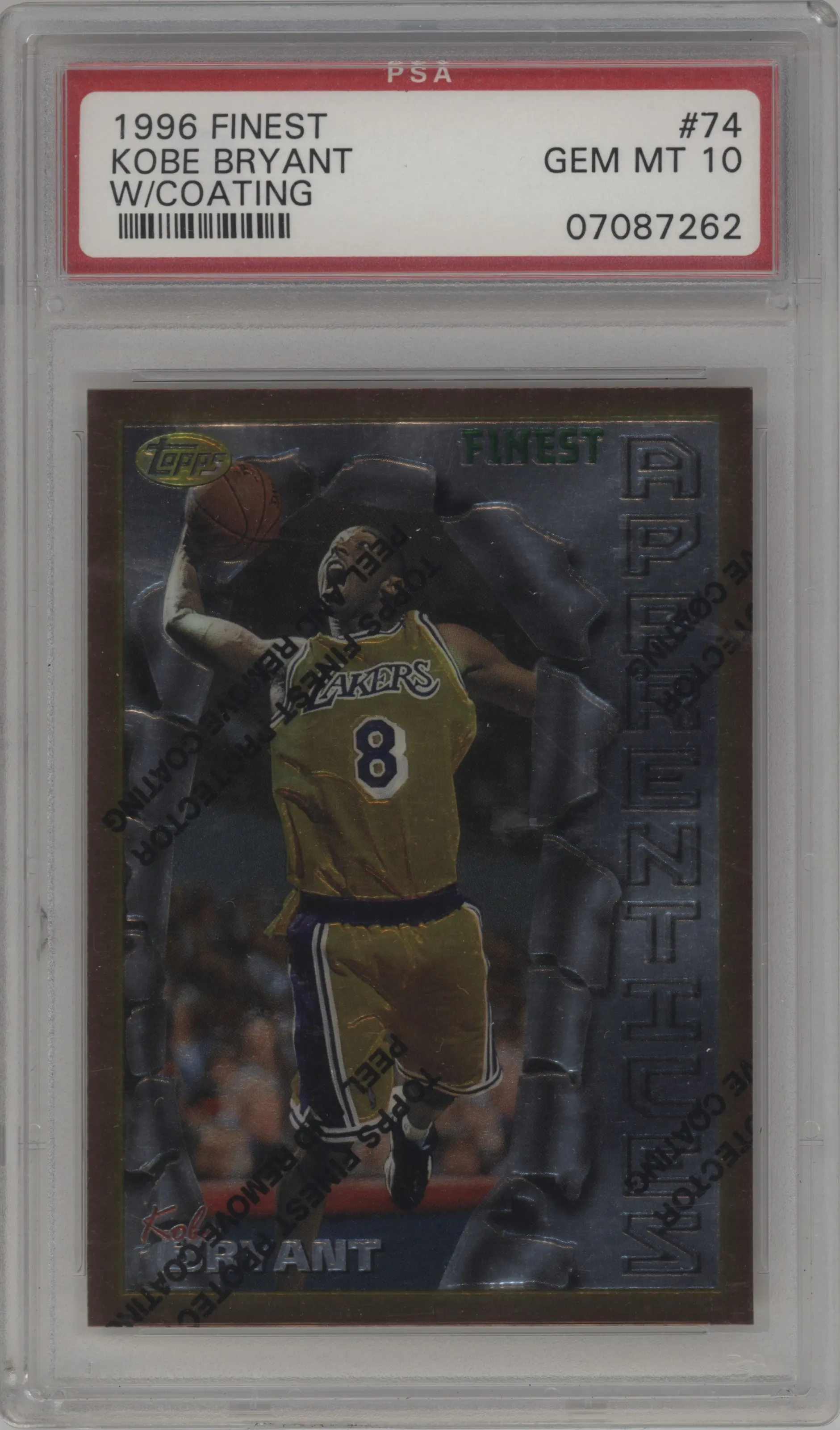 1996 Topps Finest Kobe Bryant W/ Coating #74 PSA 10