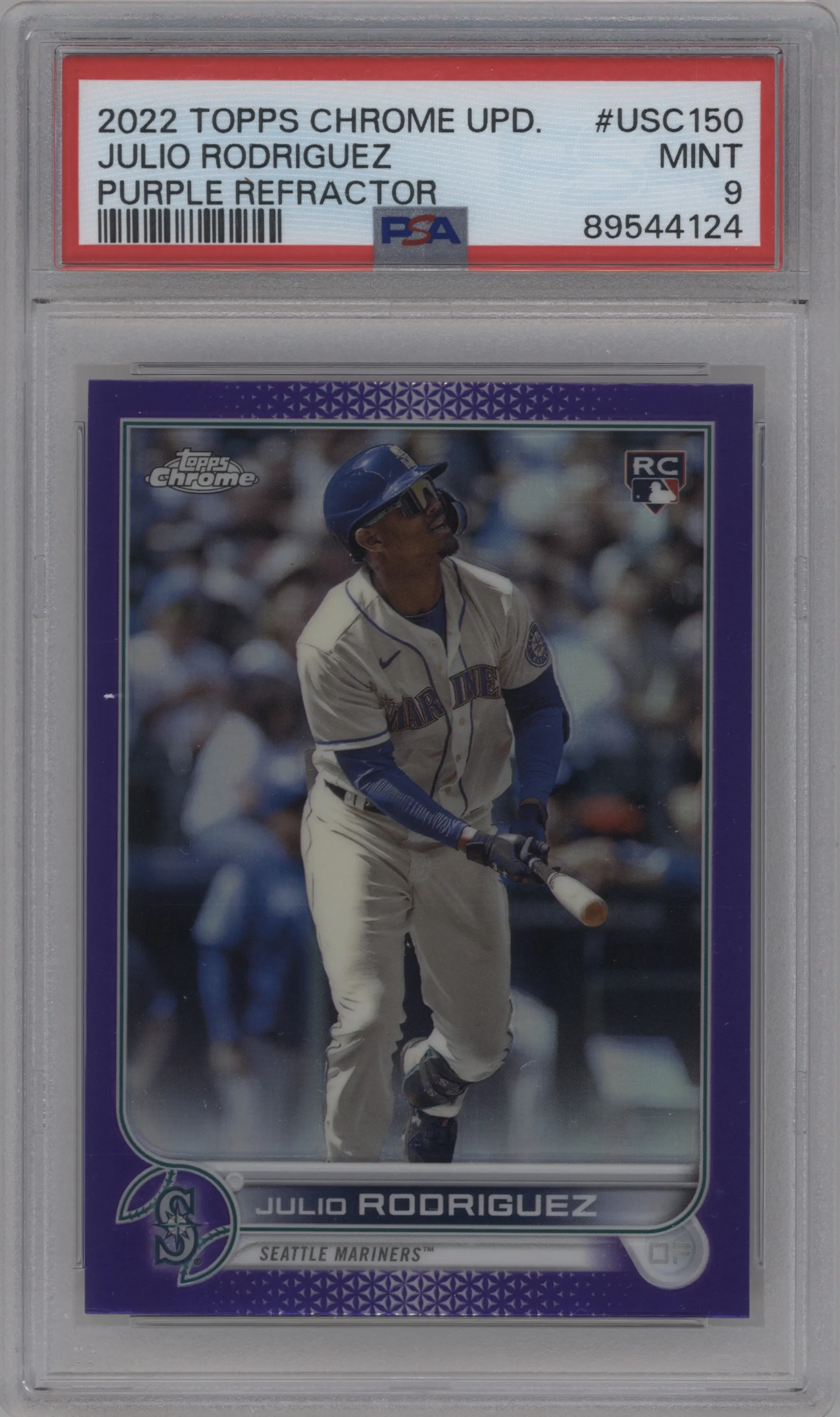 2022 Topps Chrome Update Julio Rodriguez Purple Refractor #USC150 PSA 9