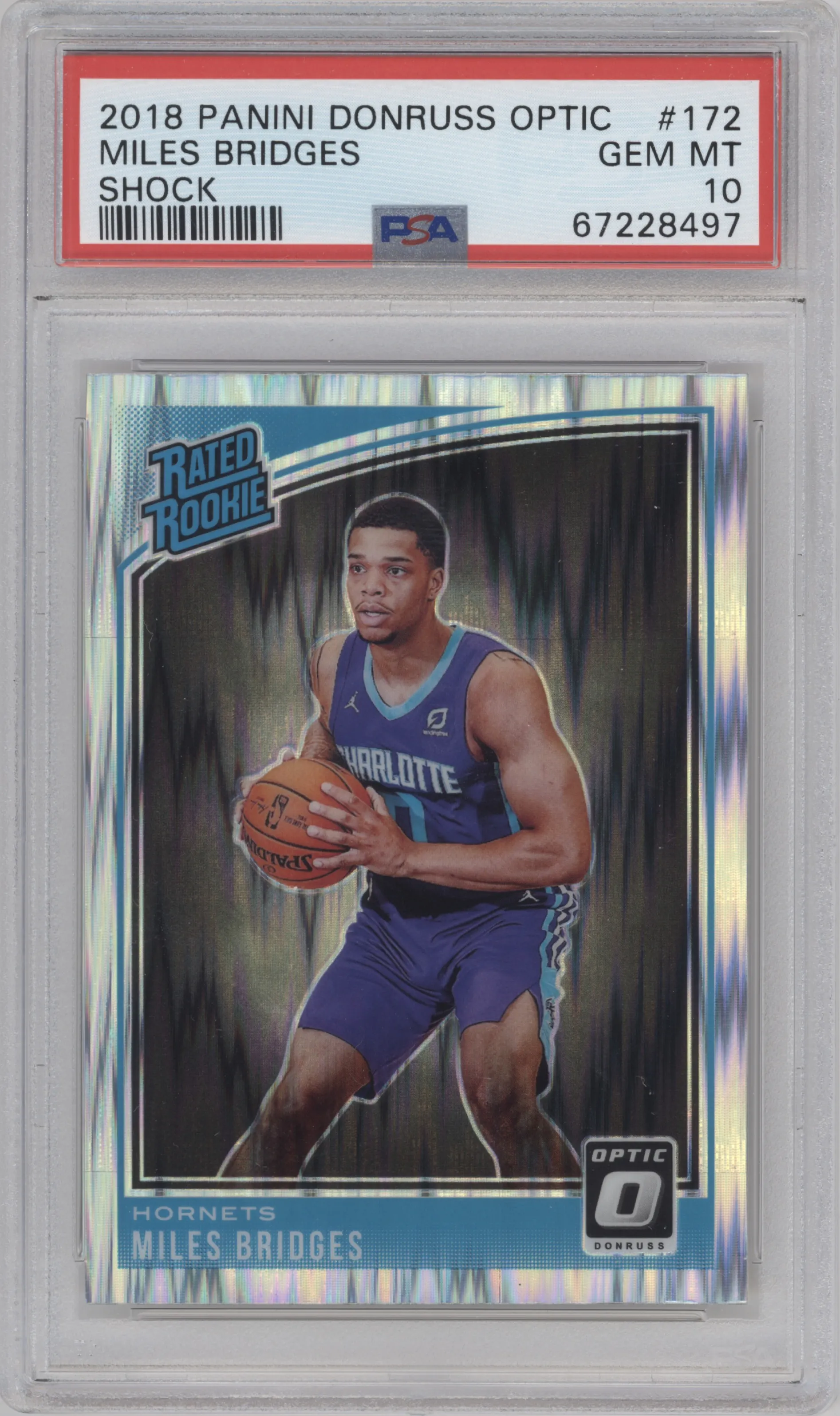 2018 Panini Donruss Optic Rated Rookie Miles Bridges Shock PSA 10