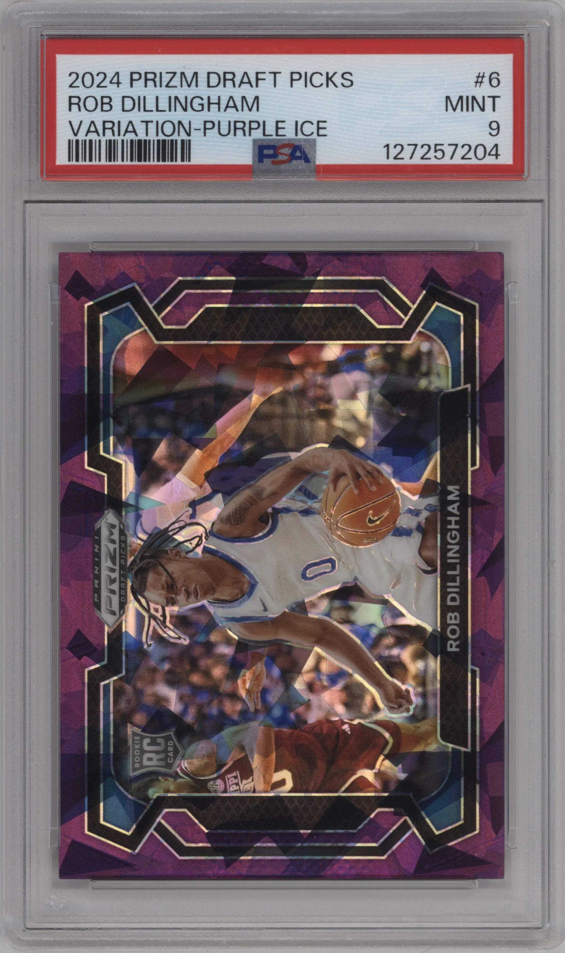 2024 Panini Prizm Draft Picks Var. Rob Dillingham Purple Ice #6 PSA 9